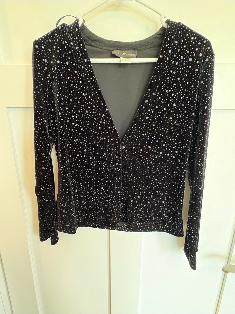 Scott McClintock Black Velvet V-Neck Star Print Sweater